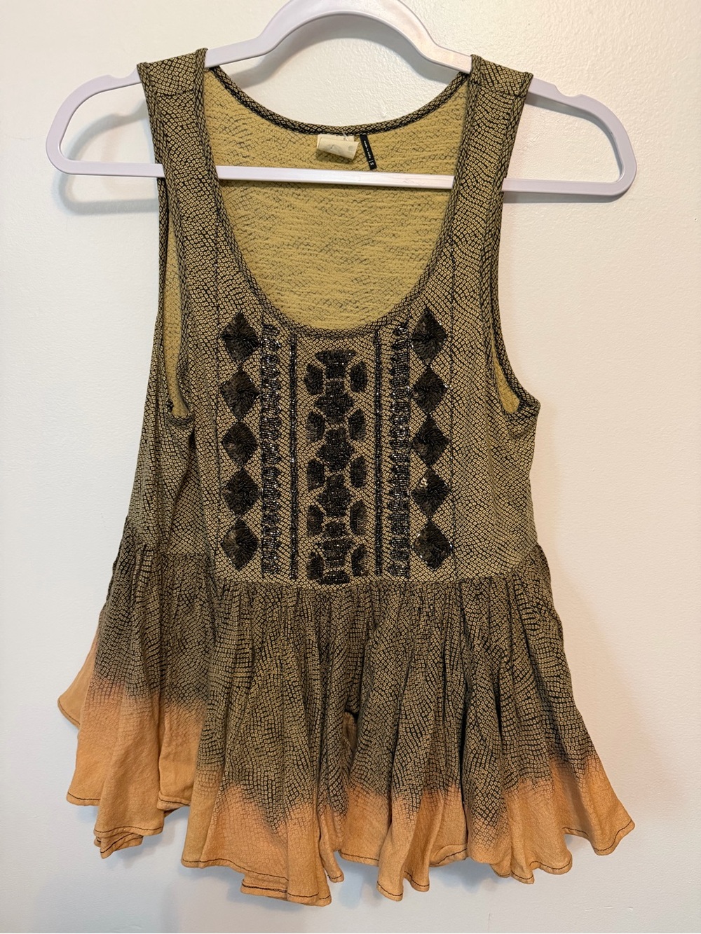 Akemi + Kin Anthropologie Sequined Peplum Anaphora Top Tank Size XS Preppy Layer